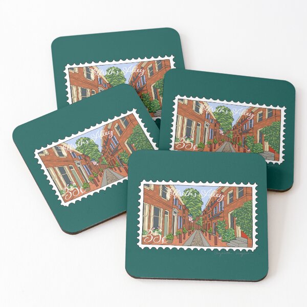 Item preview, Elfreth's Alley Philadelphia Stamp Illustration designed and sold by Elizabeth Weglein.