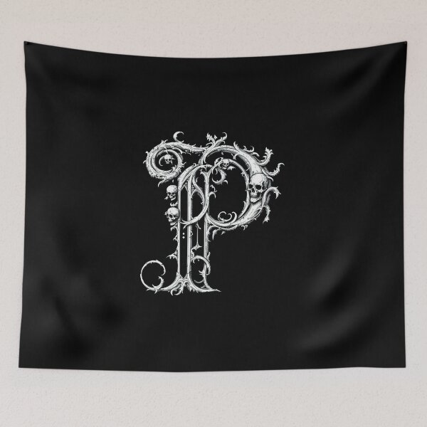 Item preview, P, Gothic Alphabet design, Halloween Letters, Skull Font for T-Shirt, Gothic Decor, Witchy Aesthetic designed and sold by TheGaliyaStudio.