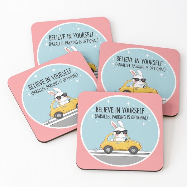 Item preview, "Believe in Yourself (Parallel Parking is Optional)" - Cute Rabbit Sticker designed and sold by bvdesignart.