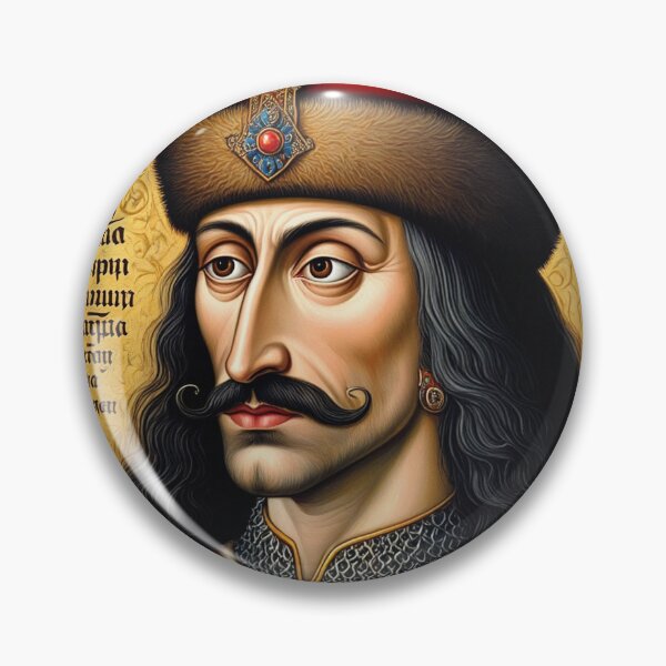 Item preview, Portrait of Vlad Tepes Dracula the Impaler of Walacchia vintage Romanian art designed and sold by Vintage Designs +.