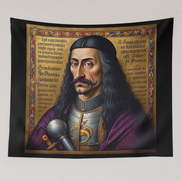 Item preview, Portrait of Vlad Tepes Dracula the Impaler of Walacchia vintage Romanian art designed and sold by Vintage Designs +.
