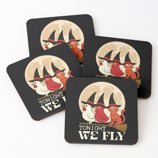 Item preview, Tonight We Fly Witchy Chicken Cat Halloween Funny designed and sold by OleOleStore.