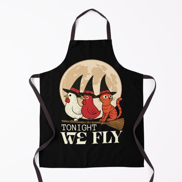 Item preview, Tonight We Fly Witchy Chicken Cat Halloween Funny designed and sold by OleOleStore.