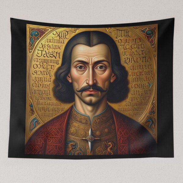 Item preview, Portrait of Vlad Tepes Dracula the Impaler of Walacchia vintage Romanian art designed and sold by Vintage Designs +.