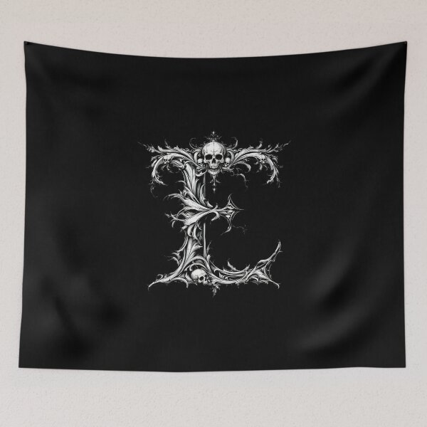 Item preview, E, Ornate Skull Halloween Letters, Gothic Font, Halloween Alphabet Print, Spooky Letters for Hoodie & Merch designed and sold by TheGaliyaStudio.