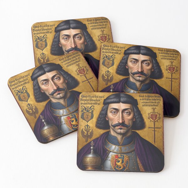 Item preview, Portrait of Vlad Tepes Dracula the Impaler of Walacchia vintage Romanian art designed and sold by Vintage Designs +.