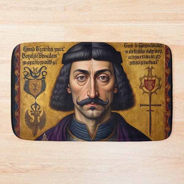 Item preview, Portrait of Vlad Tepes Dracula the Impaler of Walacchia vintage Romanian art designed and sold by Vintage Designs +.