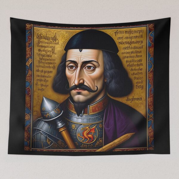 Item preview,  Portrait of Vlad Tepes Dracula the Impaler of Walacchia vintage Romanian art designed and sold by Vintage Designs +.