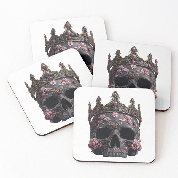 Item preview, Gothic Skull with Crown and Roses – Dark Fantasy Art designed and sold by FlatFashionista.