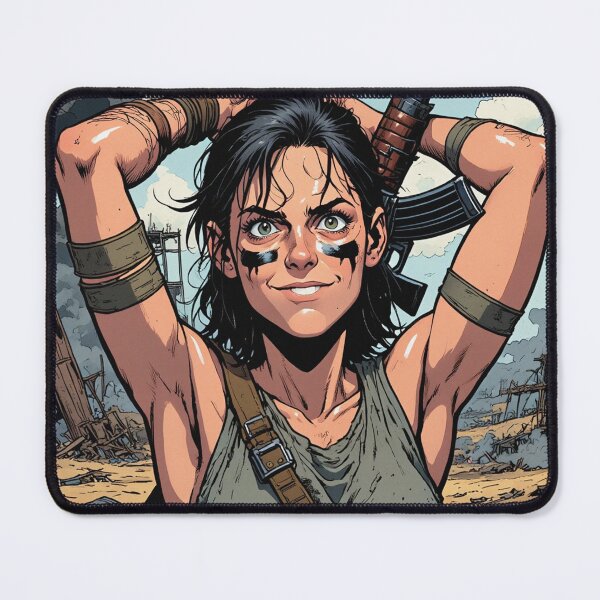 Item preview, Post Apocalyptic warrior woman resting after battle designed and sold by Vintage Designs +.