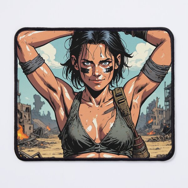 Item preview,  Post Apocalyptic warrior woman resting after battle designed and sold by Vintage Designs +.