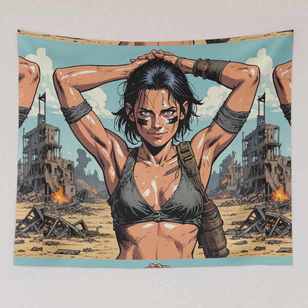 Item preview,  Post Apocalyptic warrior woman resting after battle designed and sold by Vintage Designs +.