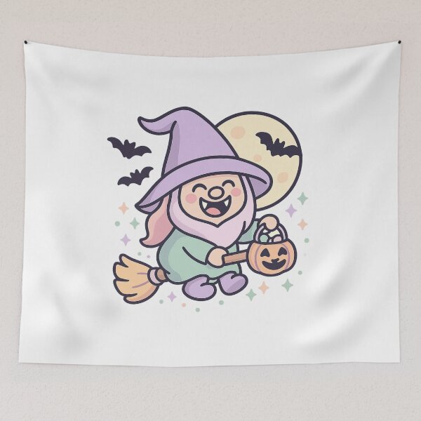 Item preview, Flying Witch Gnome T-Shirt – Broomstick & Full Moon designed and sold by PrintCreations9.