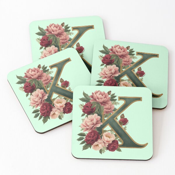 Item preview, Elegant Floral Monogram Letter K – Botanical Peony & Rose Initial Art | Personalized Gift, Feminine Nature Design designed and sold by AmenAlways.