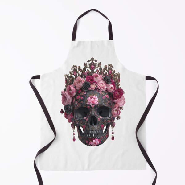 Item preview, Dark Skull with Pink Flowers and Crown designed and sold by FlatFashionista.