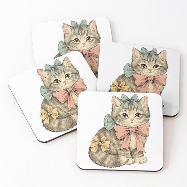 Item preview, Cute Vintage kitten wearing bows designed and sold by dreephic22.