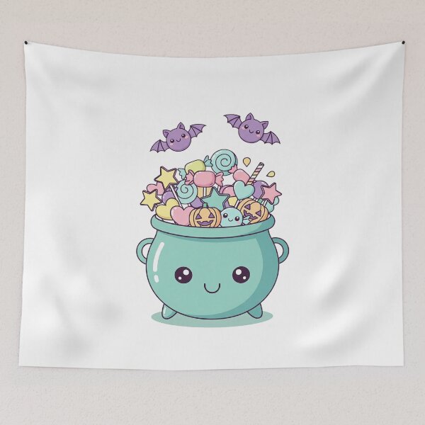 Item preview, Cute Kawaii Cauldron of Halloween Candy designed and sold by istoriadesign.