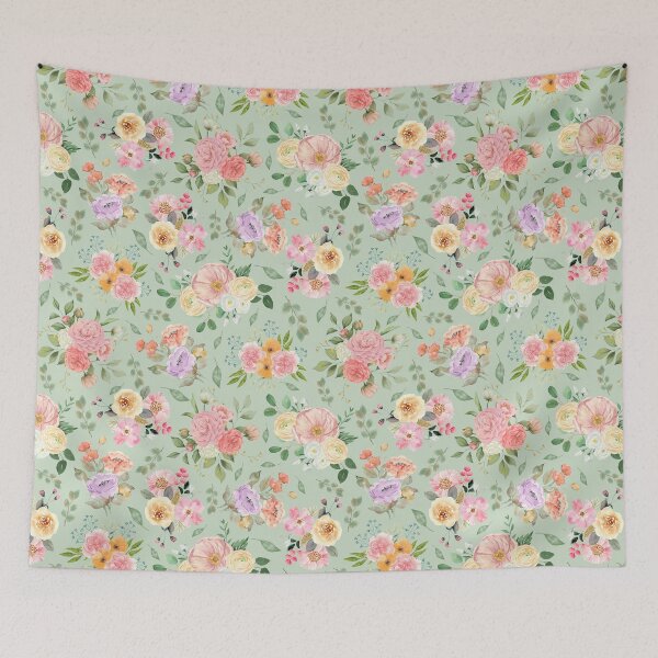 Item preview, Summer Boho Floral on Sage Green designed and sold by KSimpson838.