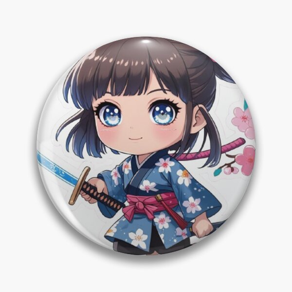 Item preview, Cute Chibi Samurai Girl Sticker – Anime Style designed and sold by NexaSpire.