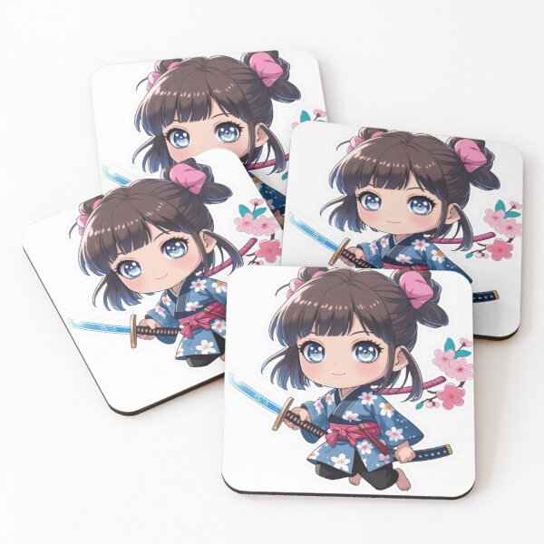 Item preview, Cute Chibi Samurai Girl Sticker – Anime Style designed and sold by NexaSpire.