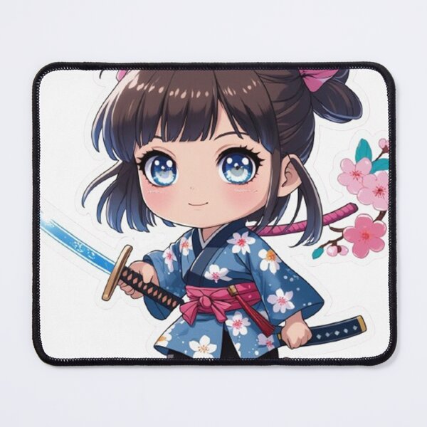 Item preview, Cute Chibi Samurai Girl Sticker – Anime Style designed and sold by NexaSpire.