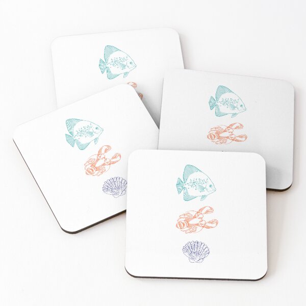 Item preview, Minimalist fish, lobster, and clam drawing on the seabed designed and sold by Renartdesign.