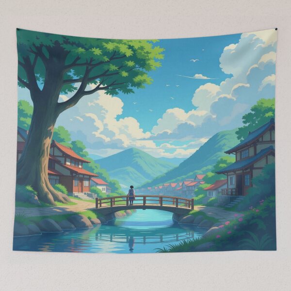 Item preview, Whispering Hills – peaceful village idyll meets digital painting & modern wall art designed and sold by FotoworldEdel.