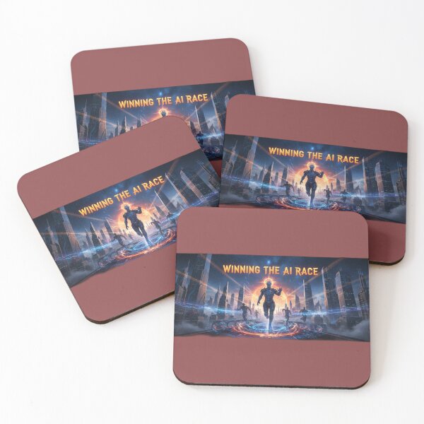 Item preview, "Winning the AI Race – Futuristic Cyberpunk Runner Sci-Fi Artwork" designed and sold by Studio Yvonne .
