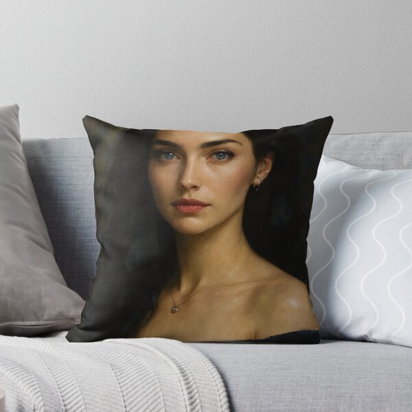 Item preview, Midnight Grace – Elegant Oil Portrait of a Woman with Blue Eyes designed and sold by Nova-Canvas.