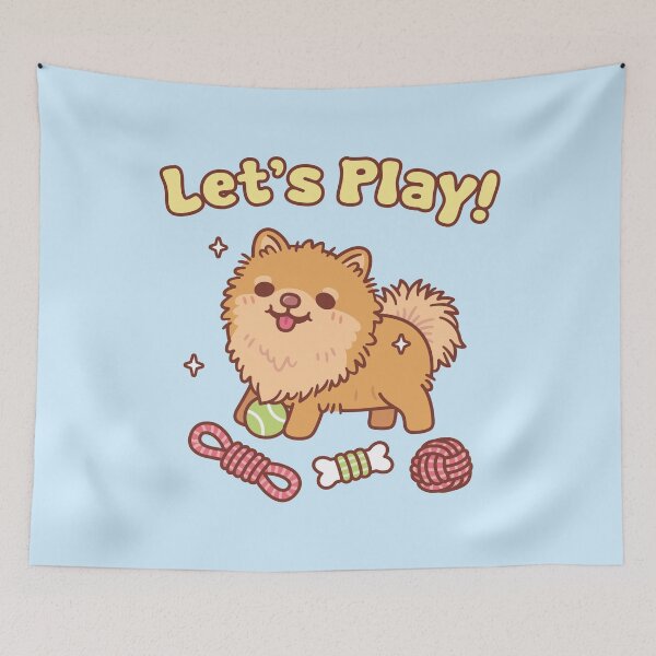 Item preview, Cute Pomeranian Pup With Toys Lets Play Funny designed and sold by rustydoodle.