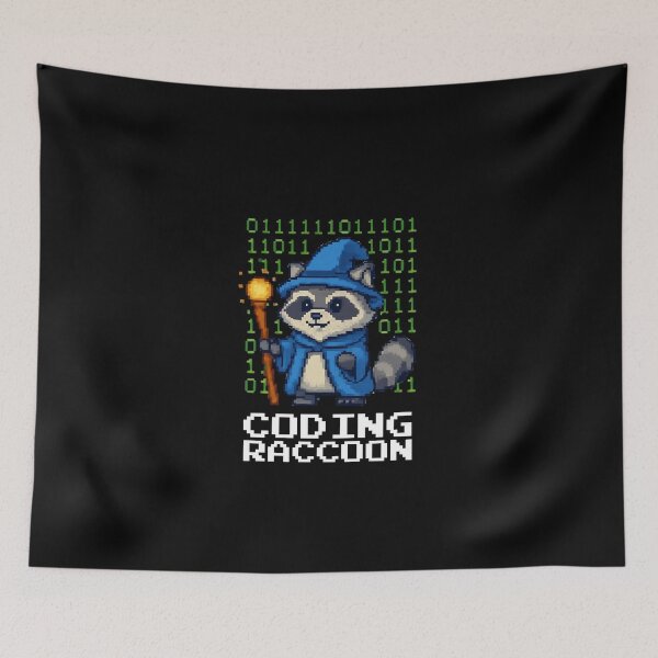 Item preview, Coding Raccoon Wizard Pixel Fantasy Coder designed and sold by vaxiek.