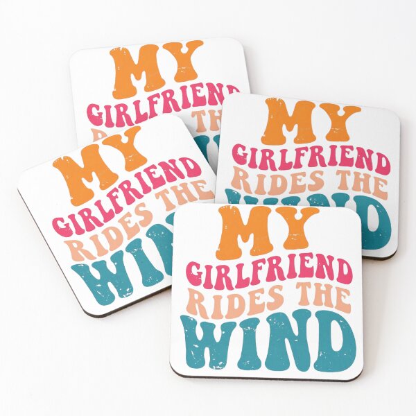 Item preview, My Girlfriend Rides the Wind – Retro Vintage Typography Kitesurfing T-Shirt Design designed and sold by DscapeDesigns.