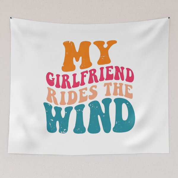 Item preview, My Girlfriend Rides the Wind – Retro Vintage Typography Kitesurfing T-Shirt Design designed and sold by DscapeDesigns.