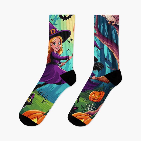 Item preview, Cute Halloween Witches with Pumpkins, Cats and Owls – Magical Forest Design designed and sold by AmetistLight.