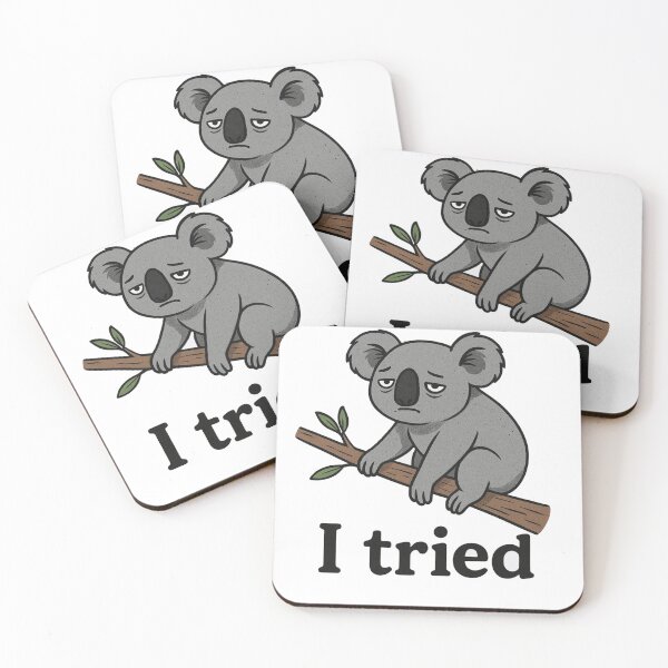 Item preview, Tired Koala on a Branch – "I tried." designed and sold by HopaHope.