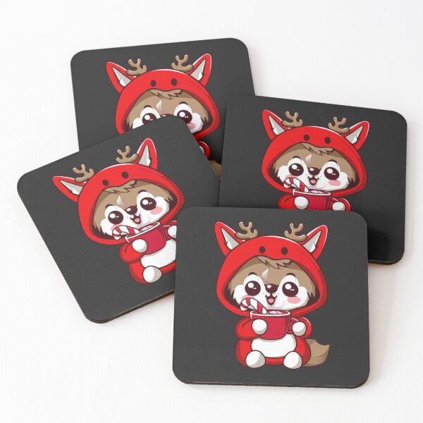 Item preview, Chibi Wolf Reindeer Onesie – Kawaii Cute Christmas Wolf with Hot Cocoa Funny Holiday Art designed and sold by ColorSplash123.