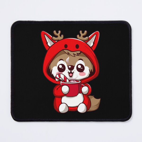 Item preview, Chibi Wolf Reindeer Onesie – Kawaii Cute Christmas Wolf with Hot Cocoa Funny Holiday Art designed and sold by ColorSplash123.