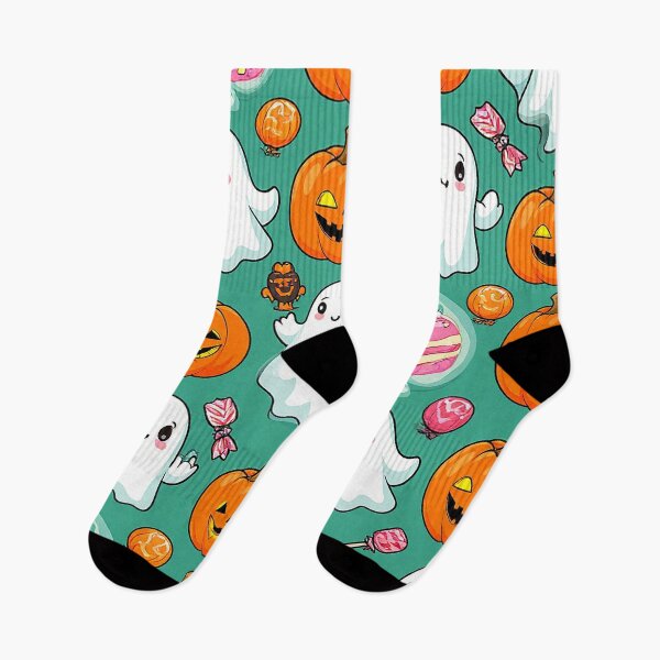 Item preview, Cute Halloween Ghosts with Pumpkins and Candy – Sweet Spooky Design designed and sold by AmetistLight.