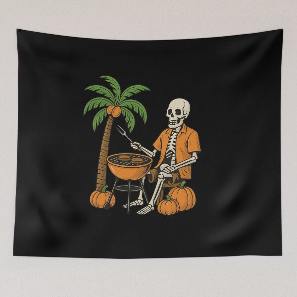 Item preview, Skeleton Grilling Burgers Halloween Tropical Design designed and sold by Graphics4X.
