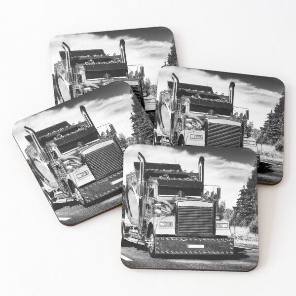 Item preview, Classic American Semi Truck on Road Black and White designed and sold by Taina Sohlman.