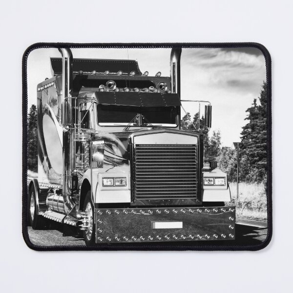 Item preview, Classic American Semi Truck on Road Black and White designed and sold by Taina Sohlman.