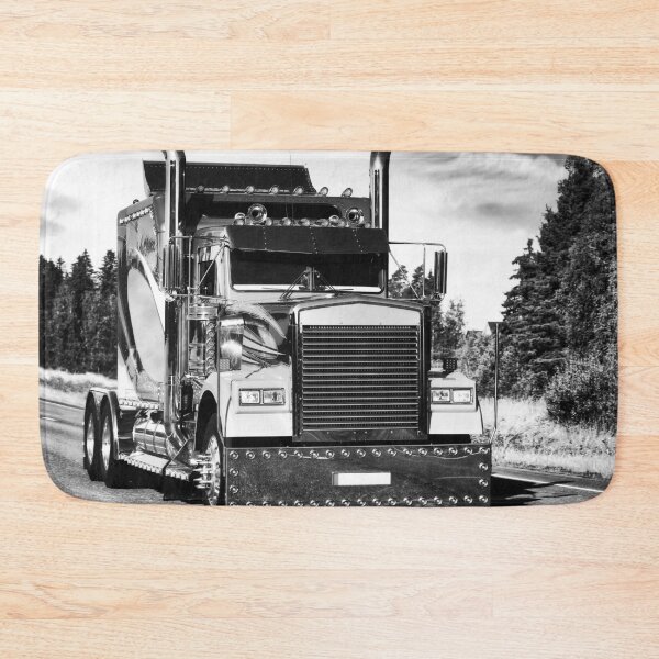 Item preview, Classic American Semi Truck on Road Black and White designed and sold by Taina Sohlman.