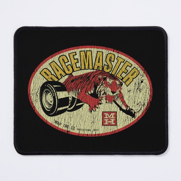 Item preview, Vintage M&H Racemaster racing tires - aged, shop worn, burnout print designed and sold by retropetrol.