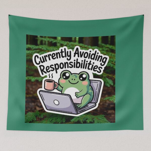 Item preview, Funny Kawaii Frog Meme Sticker – Avoiding Responsibilities Cute Design designed and sold by KawaiiNestching.