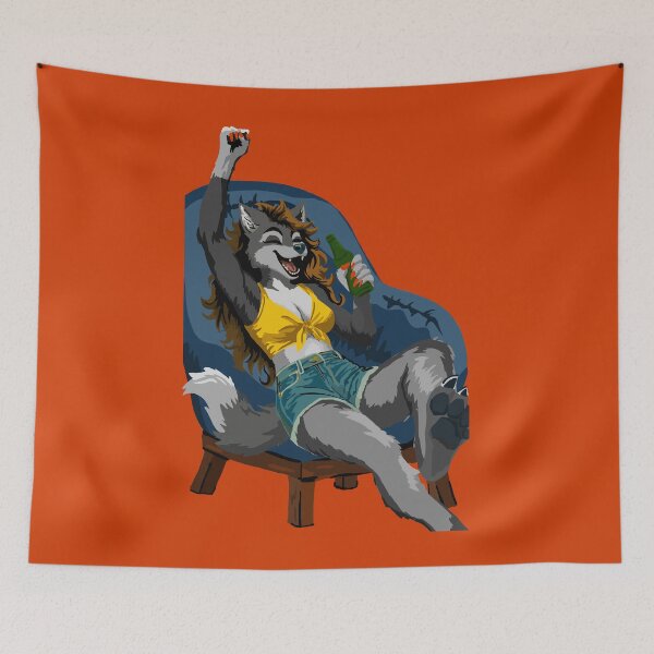 Item preview, TOUCHDOWN!  Wolf Woman Cheers On Her Team designed and sold by KlakkDrawsStuff.
