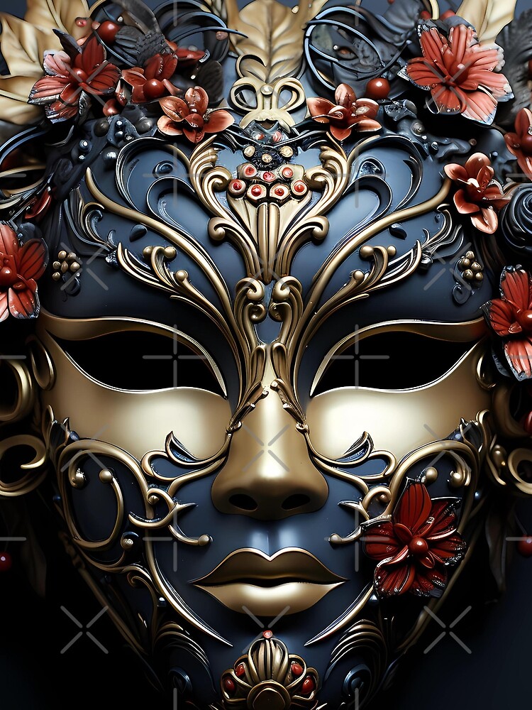 Thumbnail 3 of 3, Scarf, Venetian Mask designed and sold by RWT-Design.
