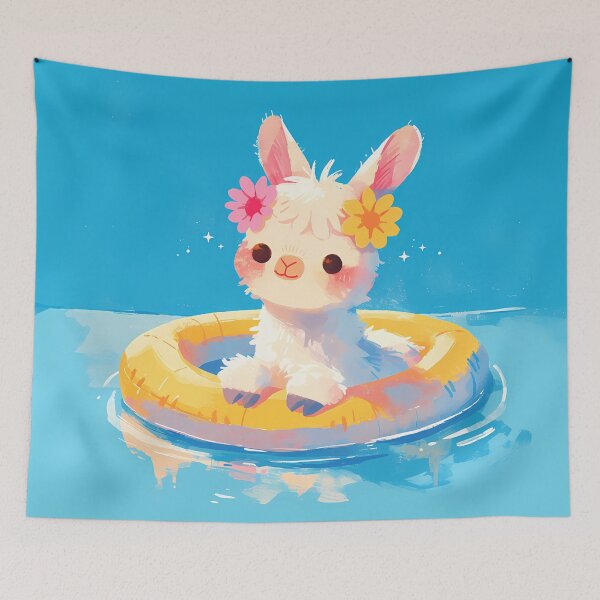 Item preview, Baby Llama on holidays splashing designed and sold by WoollenLlama.