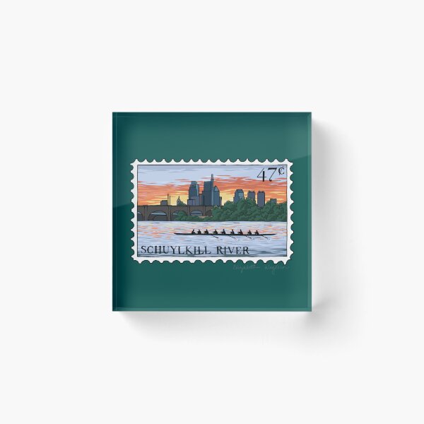 Item preview, Schuylkill River Sunrise Stamp Illustration designed and sold by Elizabeth Weglein.