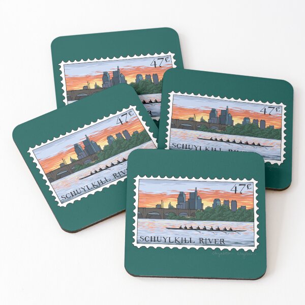 Item preview, Schuylkill River Sunrise Stamp Illustration designed and sold by Elizabeth Weglein.