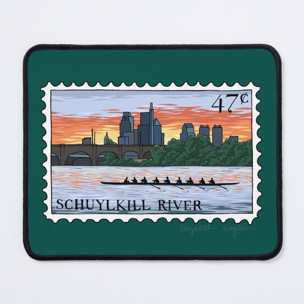 Item preview, Schuylkill River Sunrise Stamp Illustration designed and sold by Elizabeth Weglein.